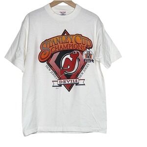 Vintage 1995 Starter NHL New Jersey Devils Stanley‎ Cup Champions T Shirt Size L